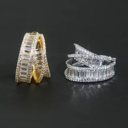 Iced Out Bling 5A Cubic Zirconia Fashion Women Jewelry Multi Layer CZ Geometric Circle Hoop Earring