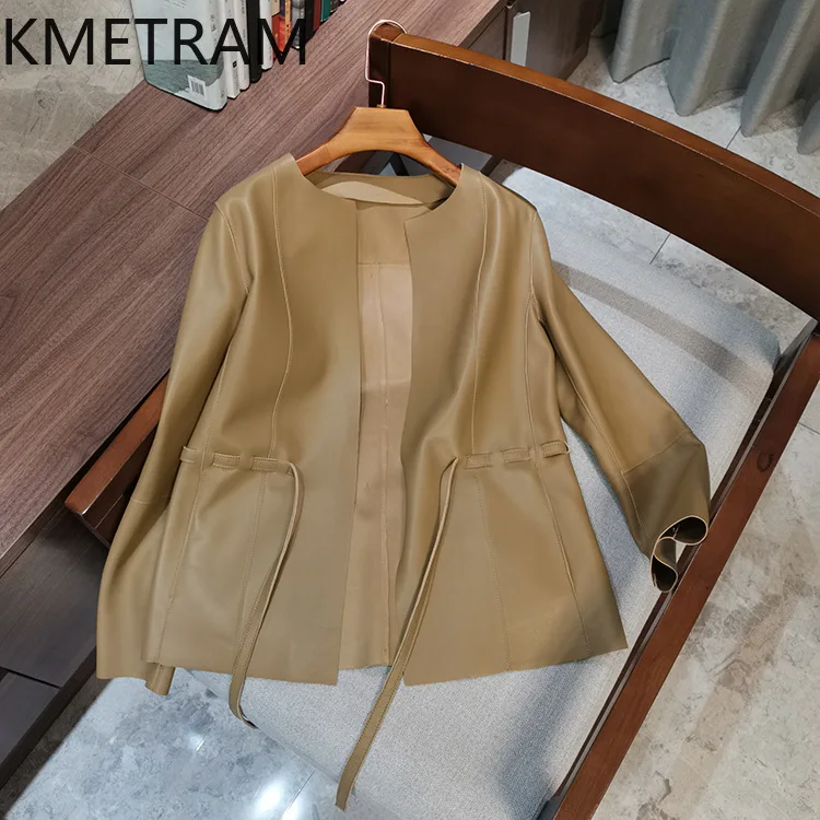 100% Sheepskin Jacket Woman Top Quality Genuine Leather Jackets Women with Lace Up New in Outerwears Fall Clothes 2025 дубленка