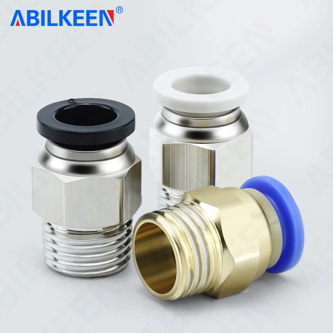 20PCS/LOT PNEUMATIC Male Straight PT1/4 PT3/8 PT1/2 PC Pneumatic Fittings PC12/14/16 12/14/16MM Push to Connect Fitting