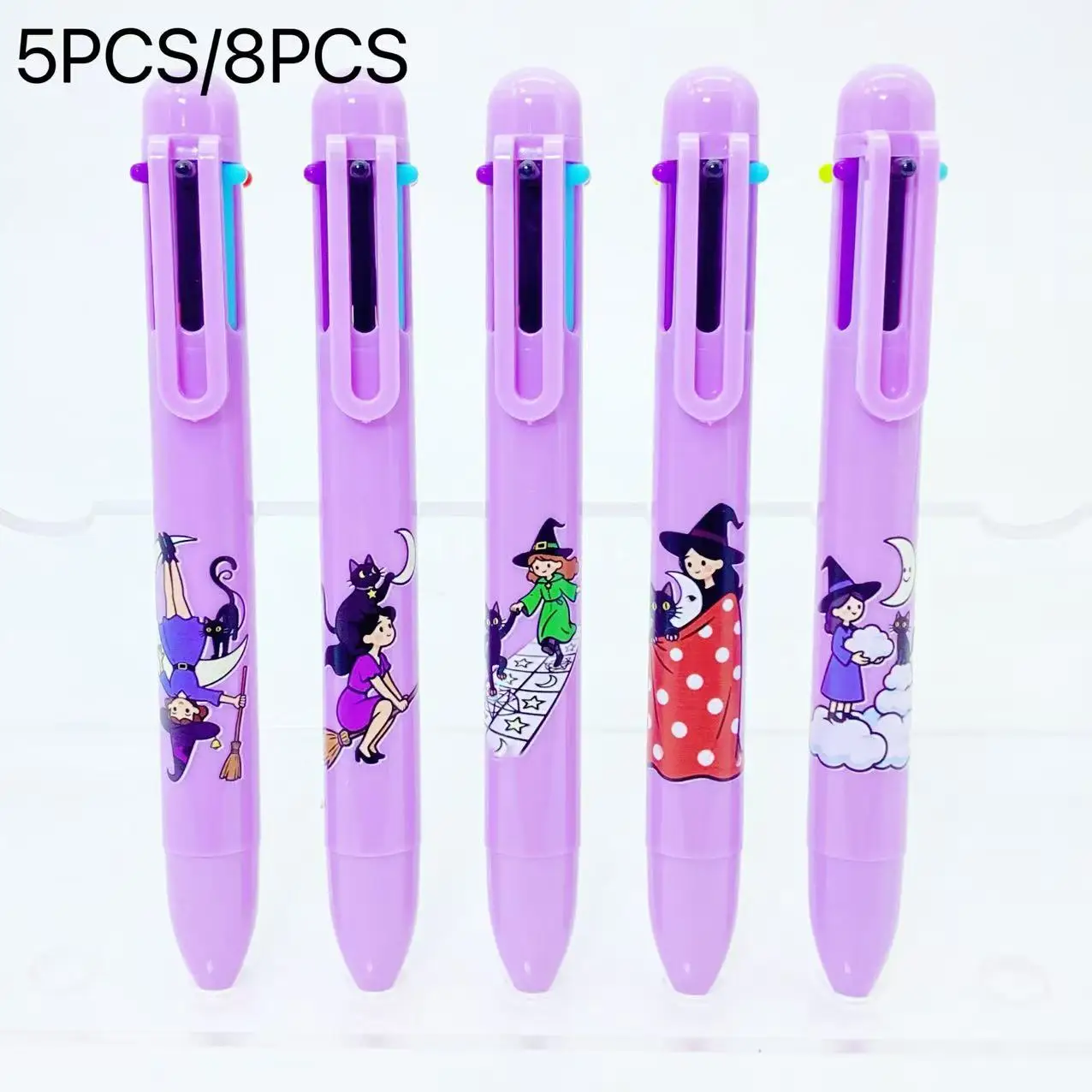 

5 шт./8 шт. Хэллоуин кошка ведьма фиолетовый набор разноцветные шариковые ручки шариковая ручка «шесть в одном» студенческая ручка для письма подарочная ручка