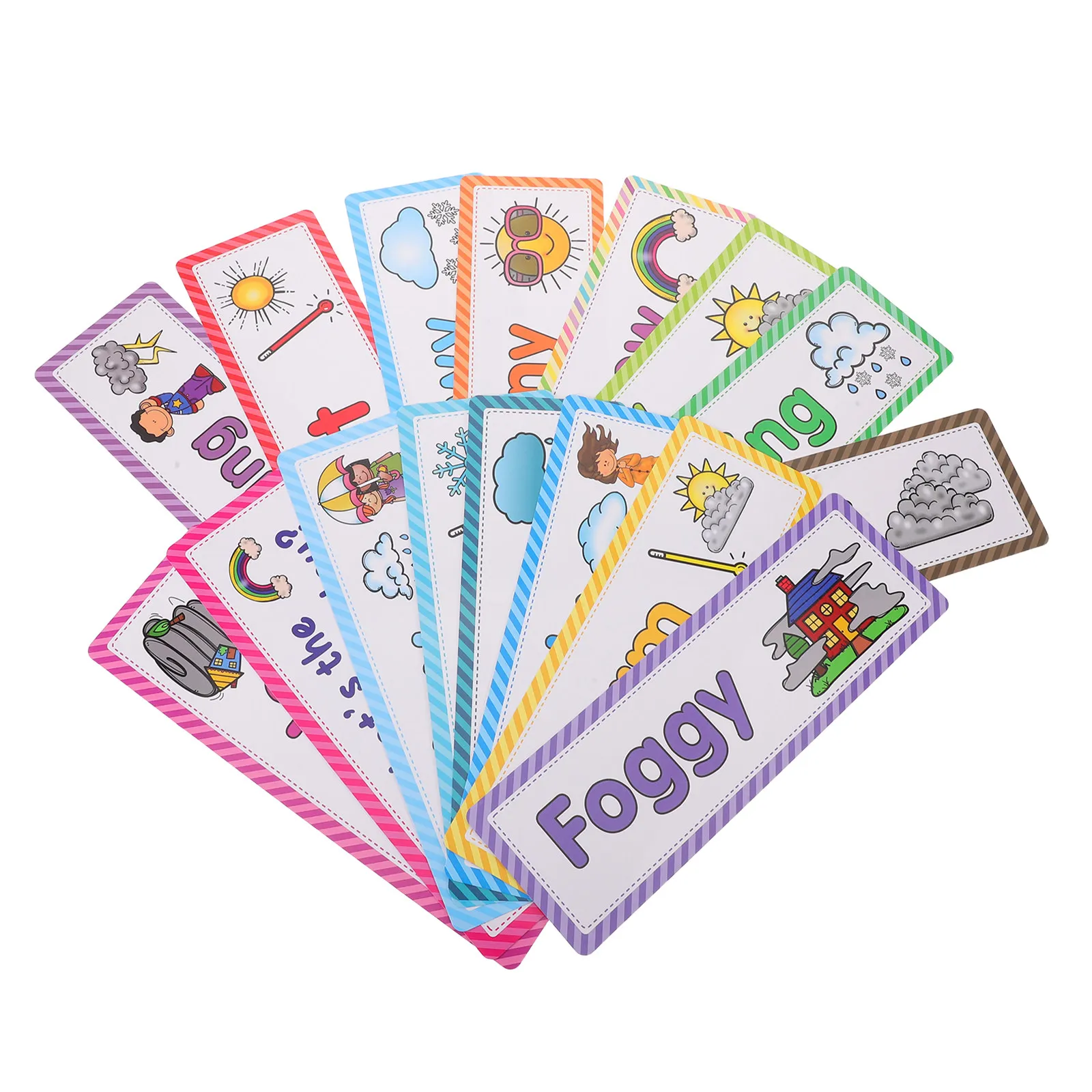 16Pcs Weather Flash Cards for Toddlers Preschool Vocabulary Flashcards Daily Weather Chart Cards English Learning Classroom
