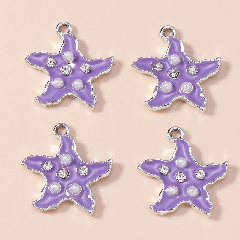 Leslie 10 قطع سحر لطيف المينا كريستال الصيف شاطئ اللؤلؤ نجم البحر قلادة ل سوار أقراط DIY بها بنفسك اليدوية صنع المجوهرات