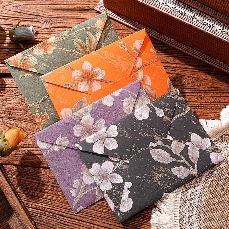 5pcs Vintage Brocade Envelopes Kawaii Floral Envelopes for Letter Writing Gift Package Kawaii Wedding Invitation Cards Cover