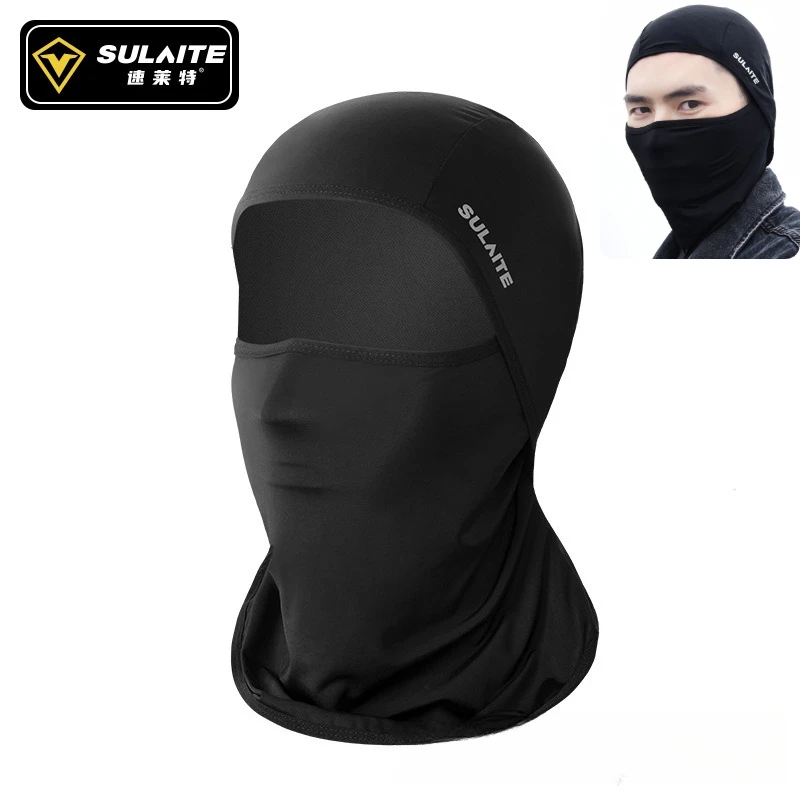 SULAITE Summer Motorcycle Full Face Mask Ice Silk Sun Protection Windproof Neck Gaiter Sweat Wicking Breathable Moto