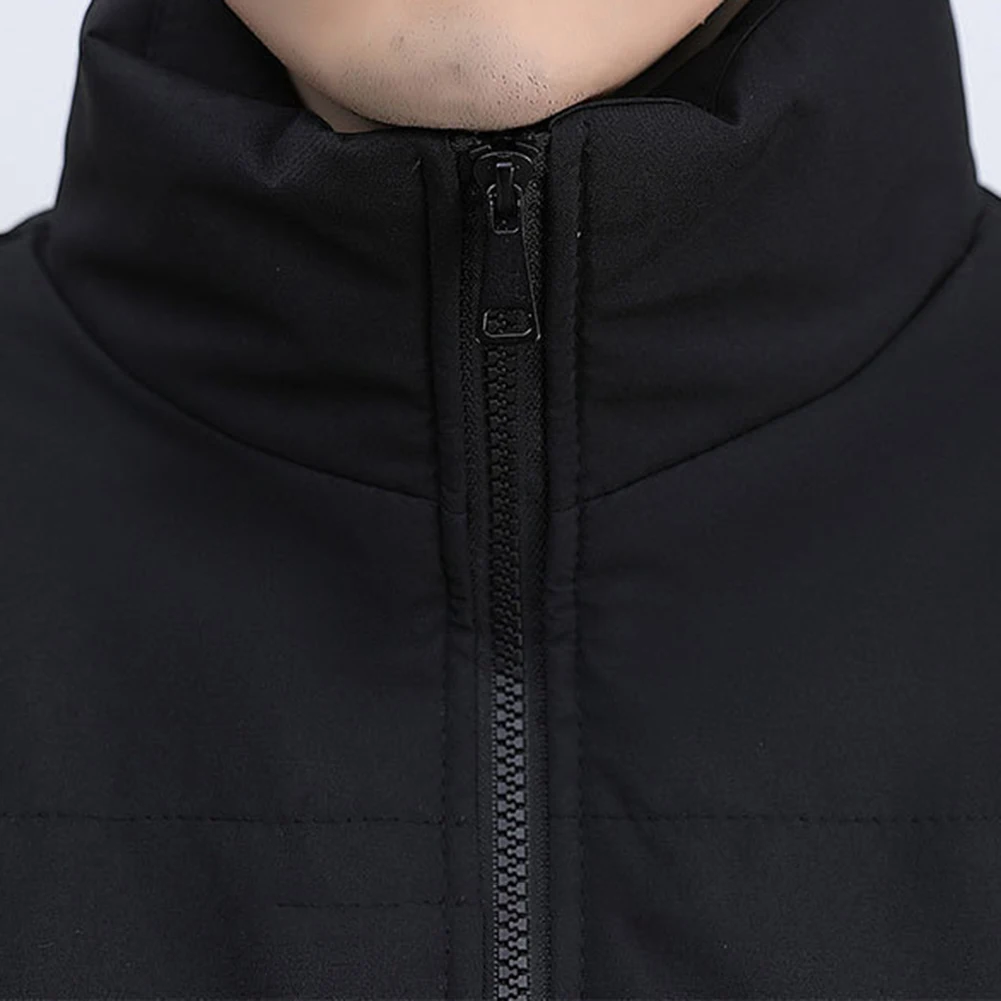 

Men's Warm Thick Casual Parka Jacket with Stand Collar Solid Color Plus Size Outerwear Coat Ideal for Cooler Weather