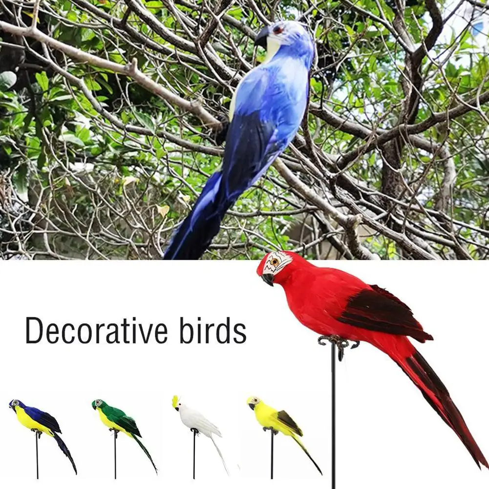 Realistic Handcrafted Parrot Birds Garden Sculpture Simulation Imitation Bird Garden Parrot Feathered Ornaments Decoration O7P0