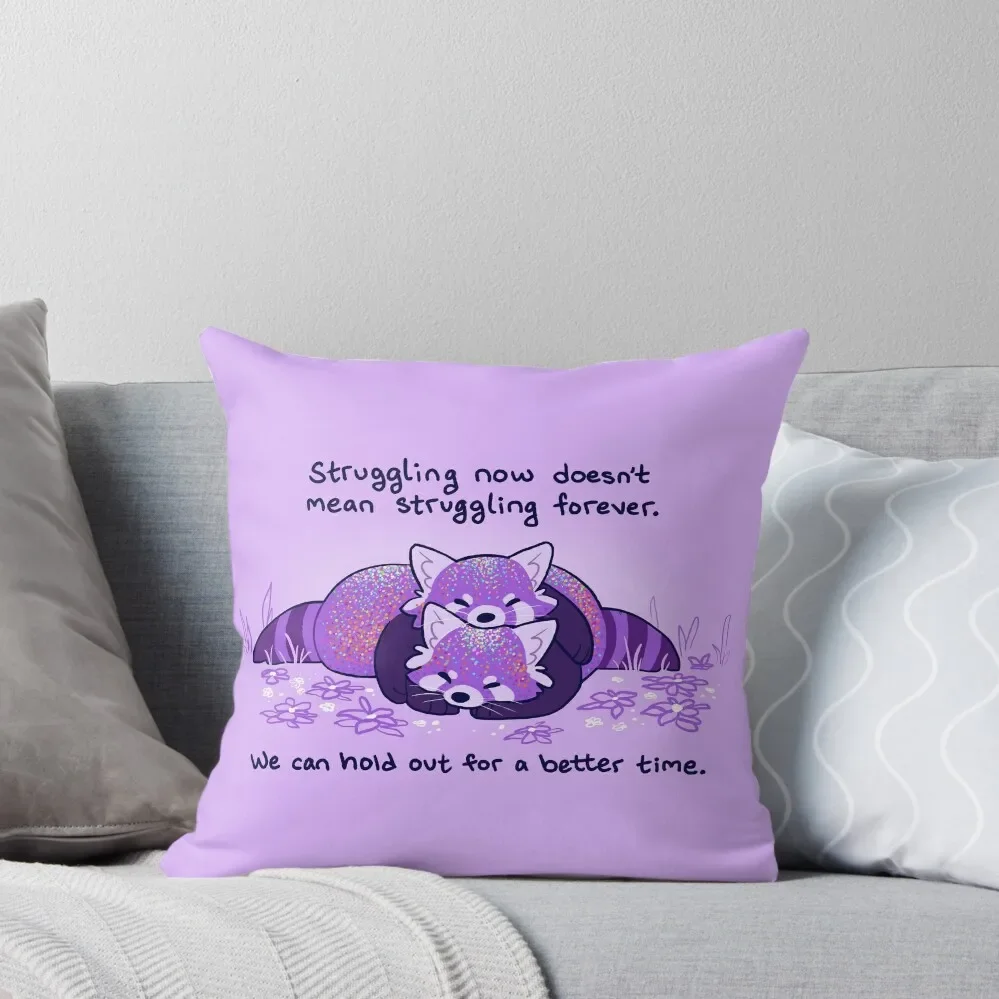 

Struggling now doesn't mean struggling forever Cuddling Purple Red Pandas Throw Pillow Decorative Sofa Cushion pillow