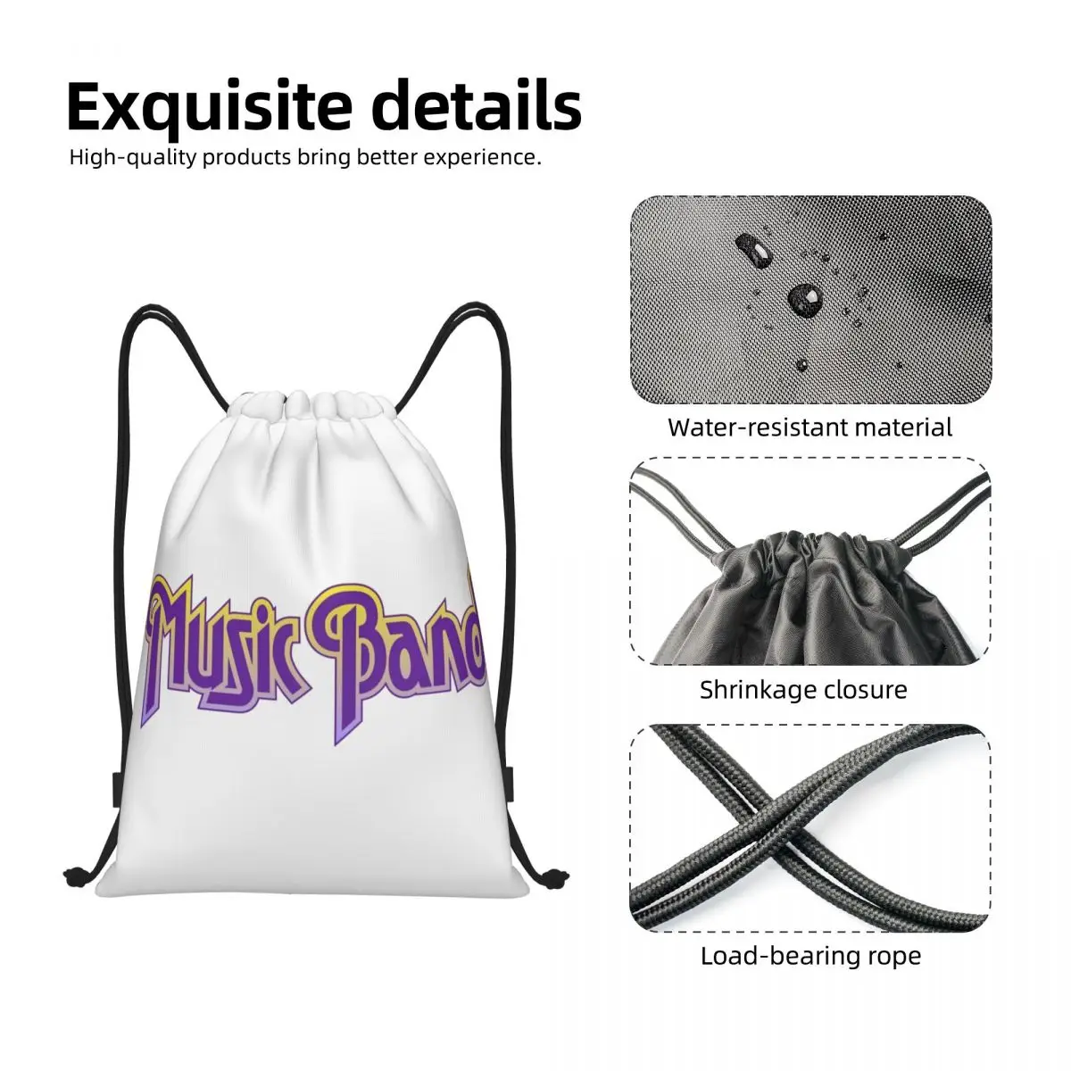 Drawstring mochila para esportes, Rock Deep Purple Music Band, Gym Bag, resistente à água String Sackpack para ciclismo