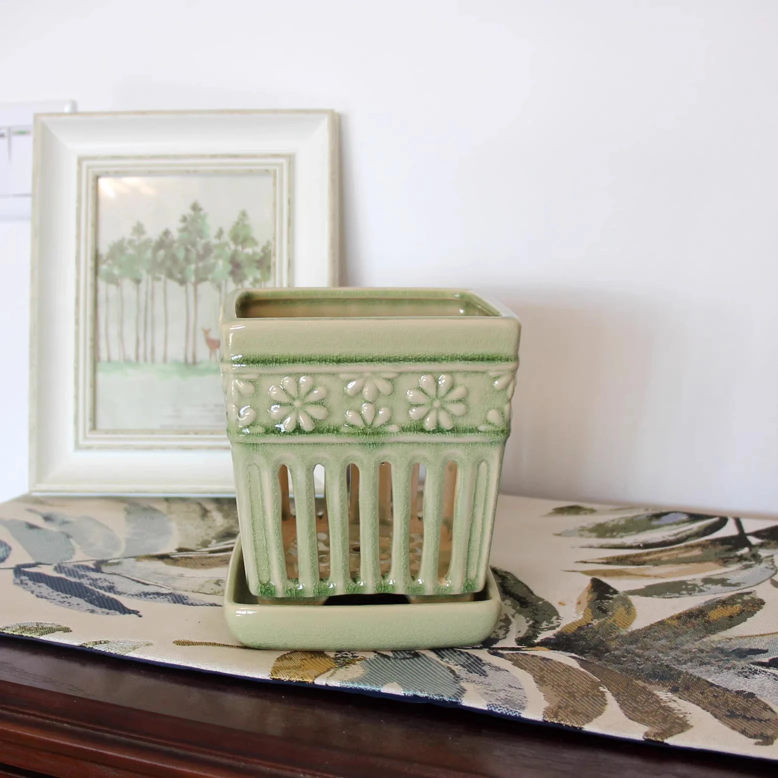 Handmade Hollow Orchid Pots, Ceramic Orchid Special Planters, Boutique Breathable Butterfly Square Orchid Pots