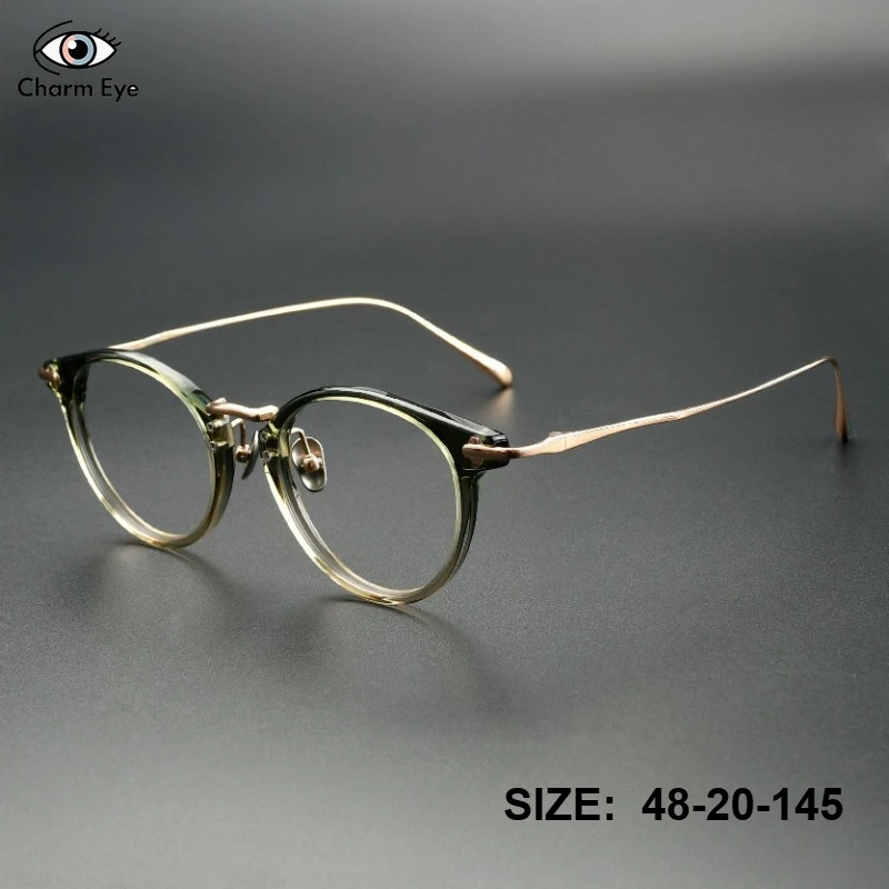 

Оправа для очков ручной работы, коричневая, мужская, 2026, новая, из чистого титана и ацетата, ретро, овальная, женская, оптическая, для коррекции близорукости, с защитой от синего света
