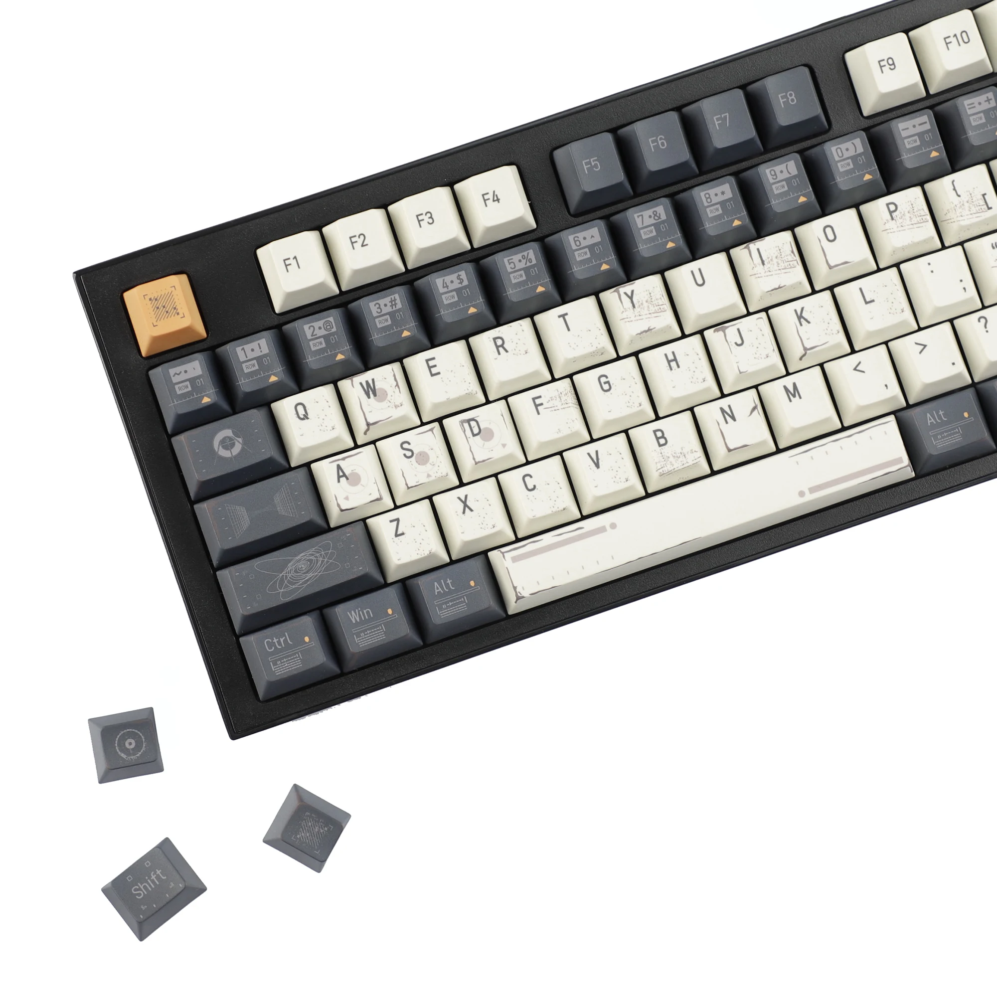 YMDK 142 Keys Future Theme Keycaps PBT Dye Sub Cherry Profile Cool Keycap for 61/64/68/84/87/96/108 MX Mechanical Keyboards