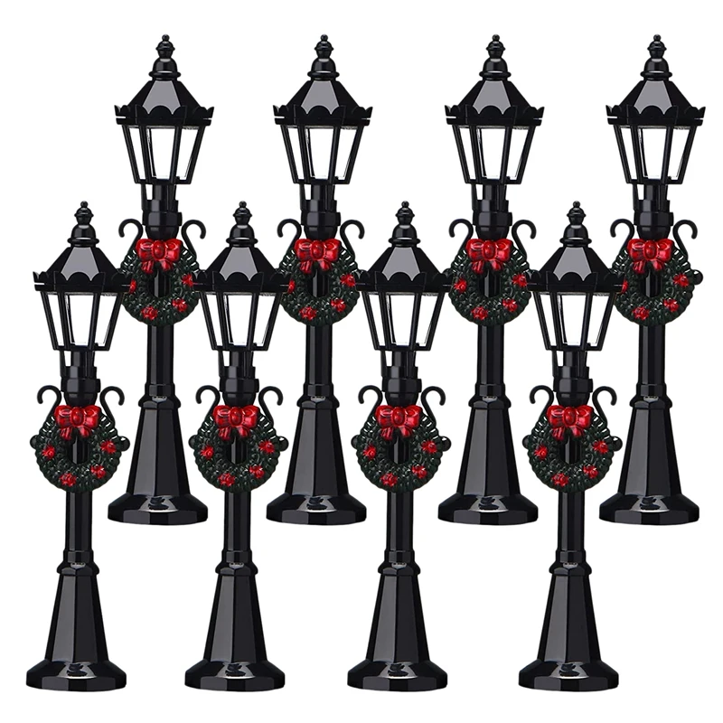 

HOT-Christmas Mini Street Light Model Street Lights Decorative Streetlight Small Street Lamps For Christmas Dollhouse,8Pcs