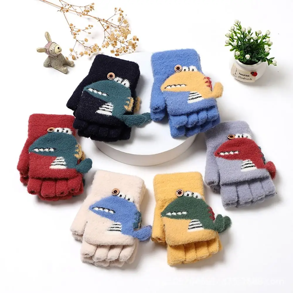 Cartoon Knitted Kids Gloves Thick Fingerless Fingerless gloves Mitten Winter