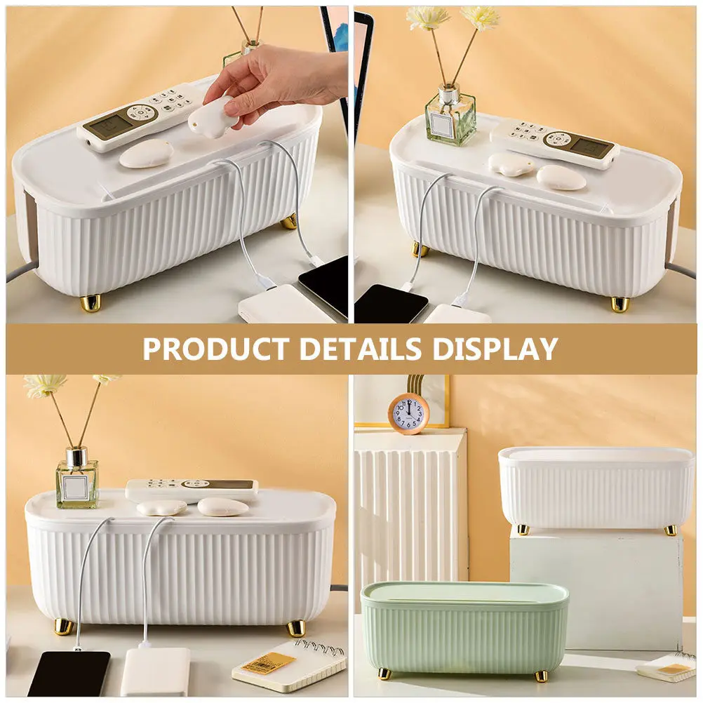 Cable Organizer Box ABS Desktop Wire Storage Large Capacity Power Strip Holder Cable Management Box for Home Office