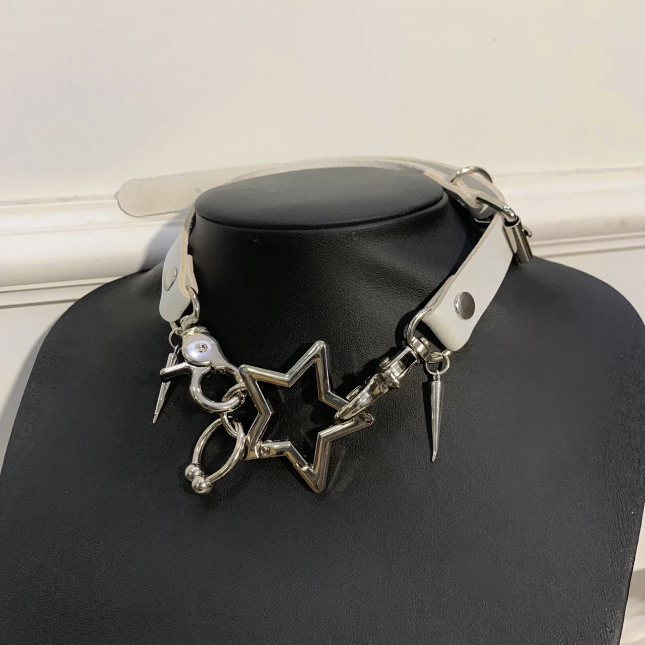 New Y2k Punk Necklace Accessories Hollow Star Pentagram For Women Hip Hop Rivets C Shape Charms Gothic Choker Trend 2023 Jewelry