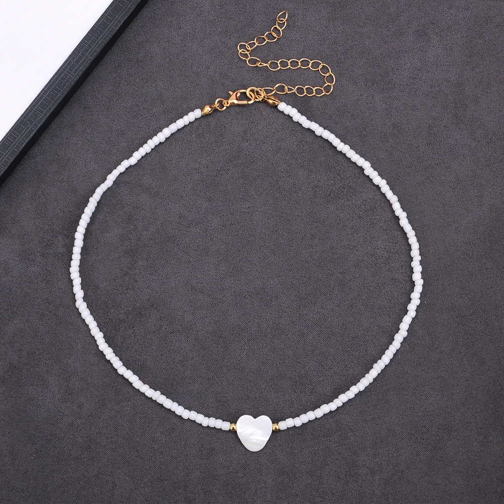 LATS Colorful Seed Beads Choker Nekklace for Women Girl New Love Heart Design Collar Fashion Jewelry Wholesale Dropshipping