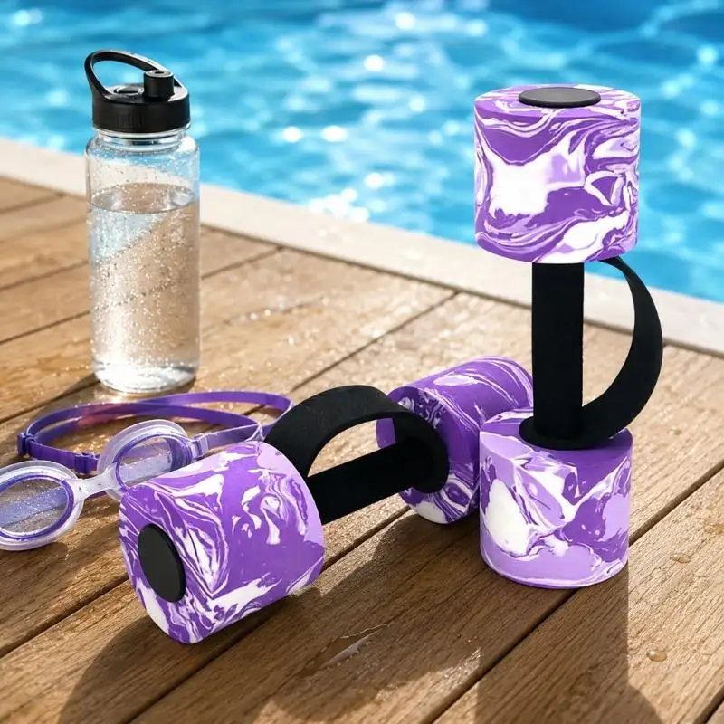 Water Fitness Dumbbells, Floating Pool Resistance Weights Set of 2 with Handle Loop for Upper Body Exercise Routines 24BD