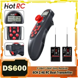 HOTRC 6CH 2.4G RC Car Boat Transmitter DS-600 LCD Remote Controller F-06A F-06AT Gyro Receiver Voltage/Signal Return Vehicles