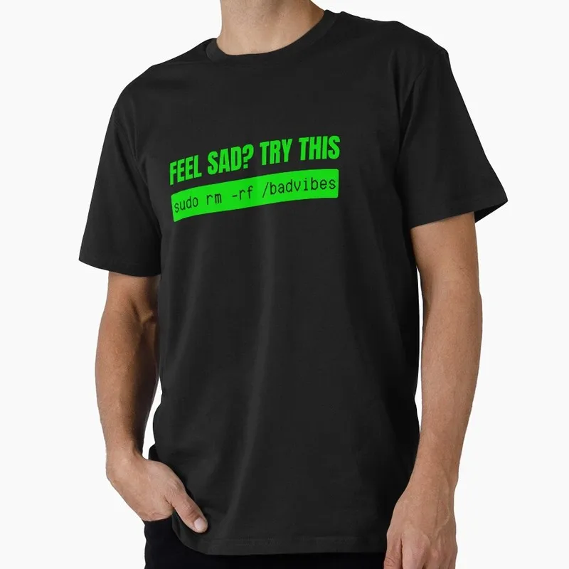 Sudo Rm Rf Funny linux saying Operating System Graphic T‑Shirt Casual Short Sleeve Tees Geek IT Developer Fan Gift Tops S-6XL