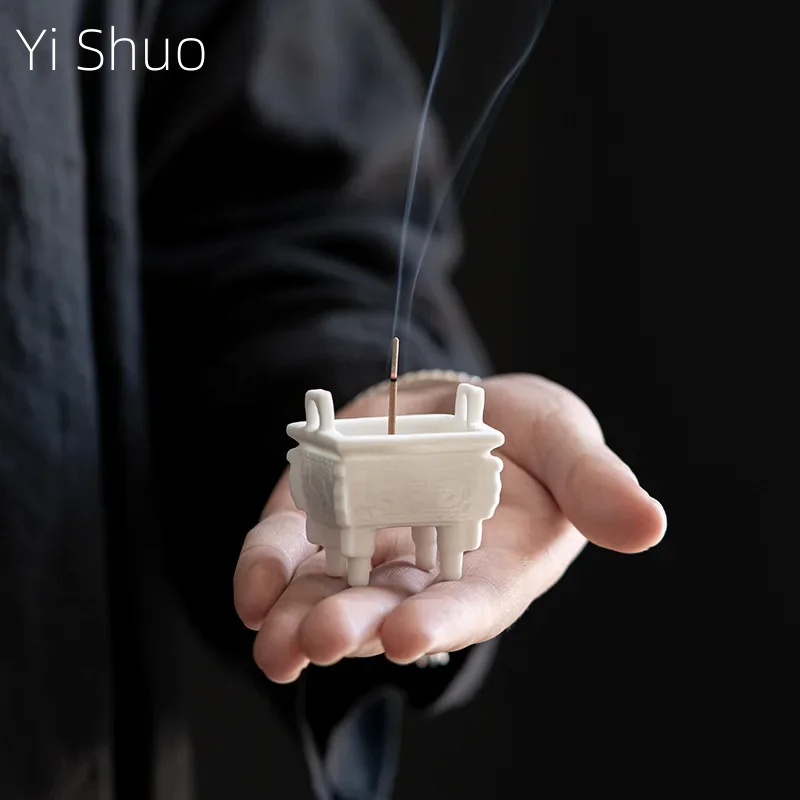 Mini Ceramic Aromatherapy Stove Small Ornaments Home Tea Room Tea Desktop Home Incense Burner Incense Stick and Base Zen Decor