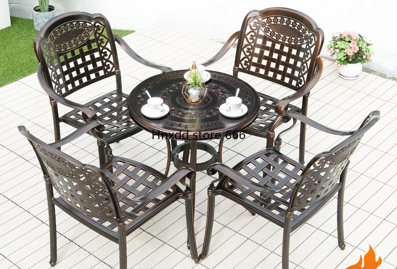 Cast aluminum tables and chairs Garden combination wrought iron three-piece outdoor tables and chairs