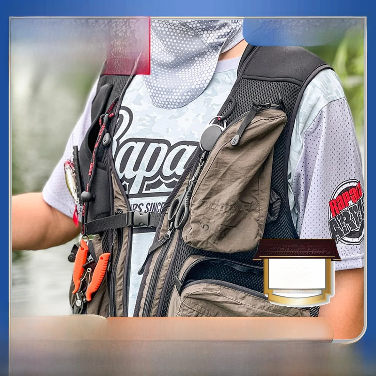 Colete de Pesca Multifuncional Respirável Rapala, Leve e de Grande Capacidade, Equipamento de Pesca para Camping e Viagens