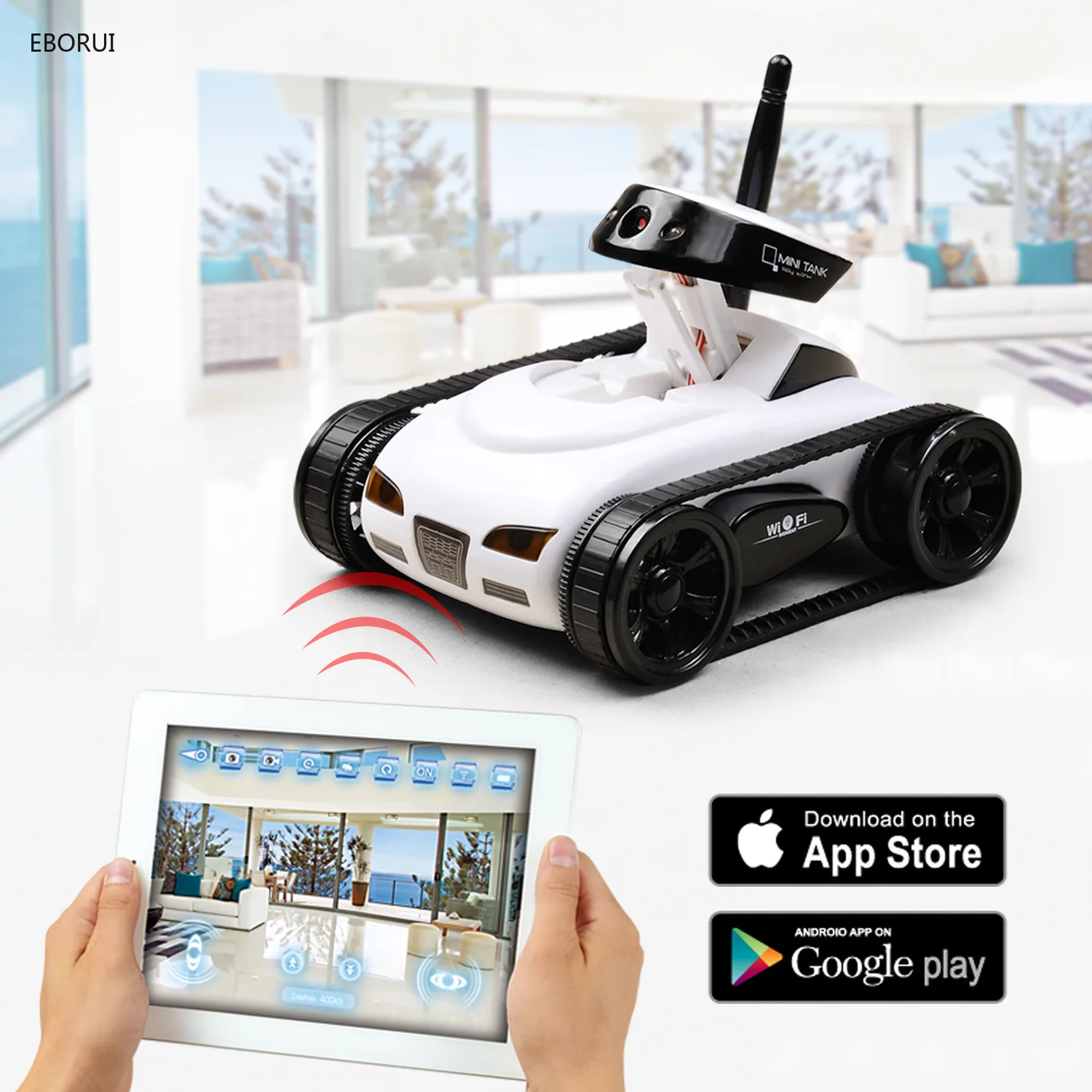 EBORUI 272 Mini I-spy RC Tank Car RC Camera Cars with Wifi FPV 30W Pixels Camera for IPhone IPad IPod Controller