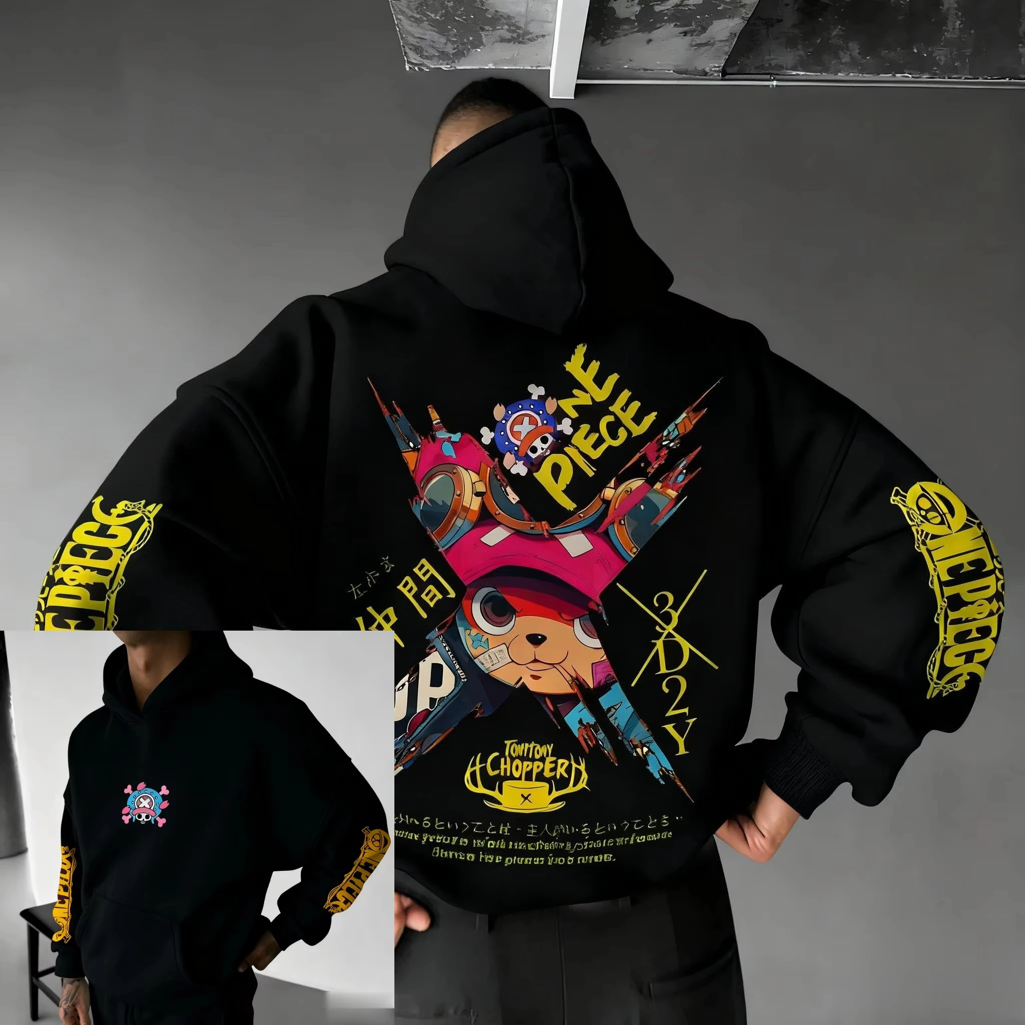 เสื้อฮู้ดลายการ์ตูนวันพีซ ช็อปเปอร์ รุ่นใหม่ประจำฤดูใบไม้ร่วง/ฤดูหนาว ปี 2026 เสื้อสเวตเตอร์ลำลองสไตล์สตรีทฮิปฮอปสำหรับผู้ชายและผู้หญิง ทรงหลวม ใส่ได้ทั้งผู้ใหญ่และเด็ก