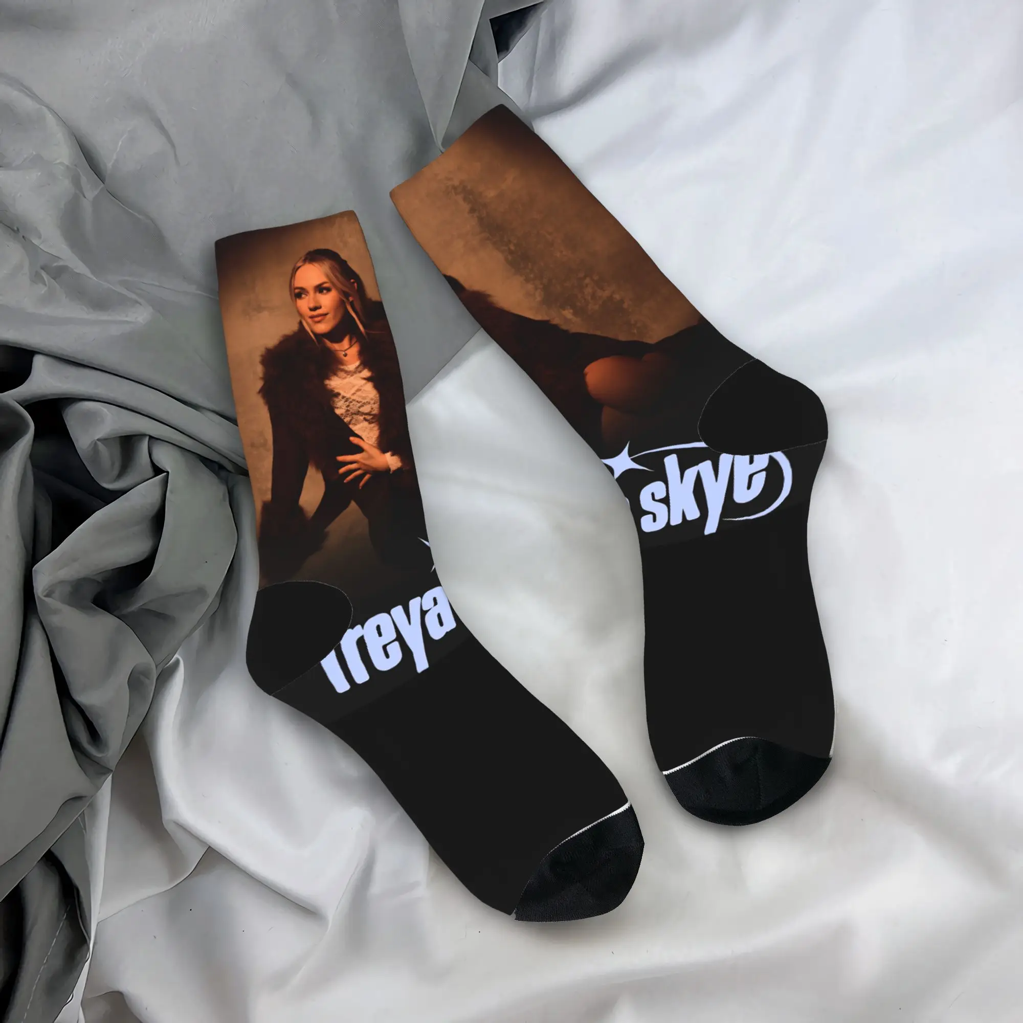 

Взрослые мужские носки Freya Skye, британская певица, актриса, чулки, зимние забавные мягкие носки, нескользящие носки с графическим рисунком для скейтборда