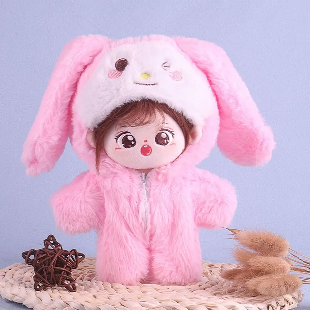 20cm Doll Clothes Doll Accessories Suspender Pants Mini Animal Ears Plush Cap Photo Props Cartoon Animal Hairy Pajamas