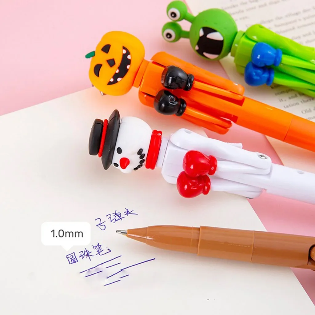 Cartoon Boxing Ballpoint Pen Funny Pumpkin Monster Santa Cluas Snowman Pen Happy Halloween Day Kids Gift Merry Christmas Present