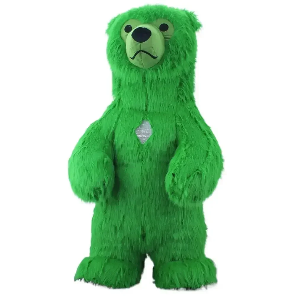 Furry Green Bear Inflatable Mascot Costume Adult Wearable Fancy Dress Carnival Performance Outfits Wedding Party Suits view 2