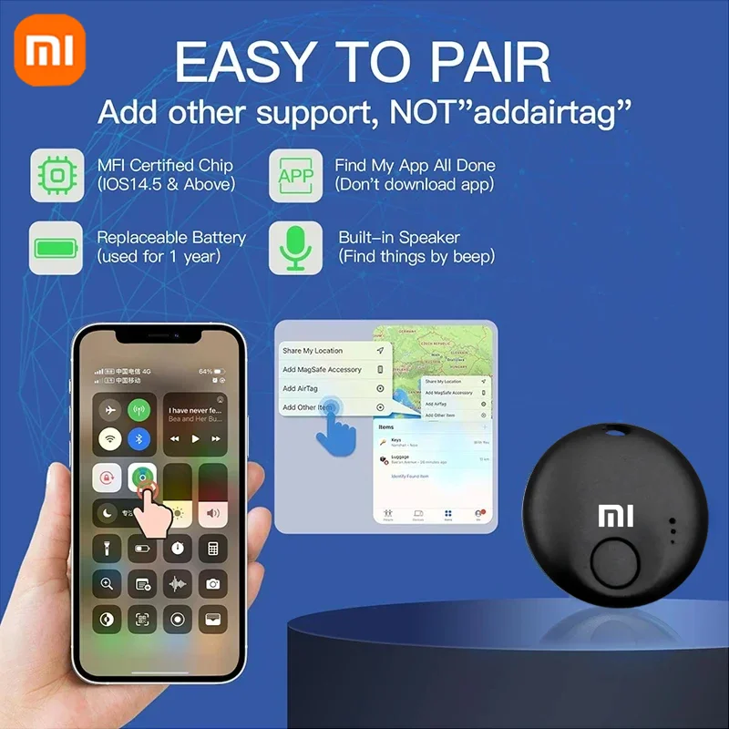 Xiaomi Smart GPS Track Pet Finder Bluetooth-compatible Global GPS Anti-lost Device Wallet Kids Dog Cat Key Finder Only For IOS