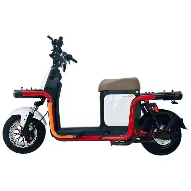 High-end Electric Motorcycle With Brushless Motor And Rear Cargo Rack, Ideal For Delivery Riders.