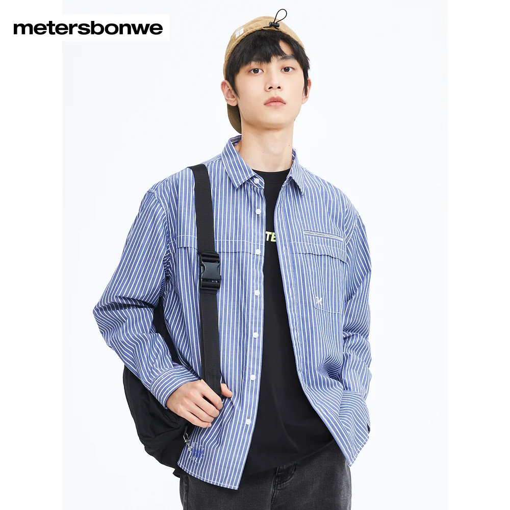 

Metersbonwe Base Shirt Men Spring Casual Urban Top High-Quality Shirts Brand 100 Cotton Solid Color Blouse