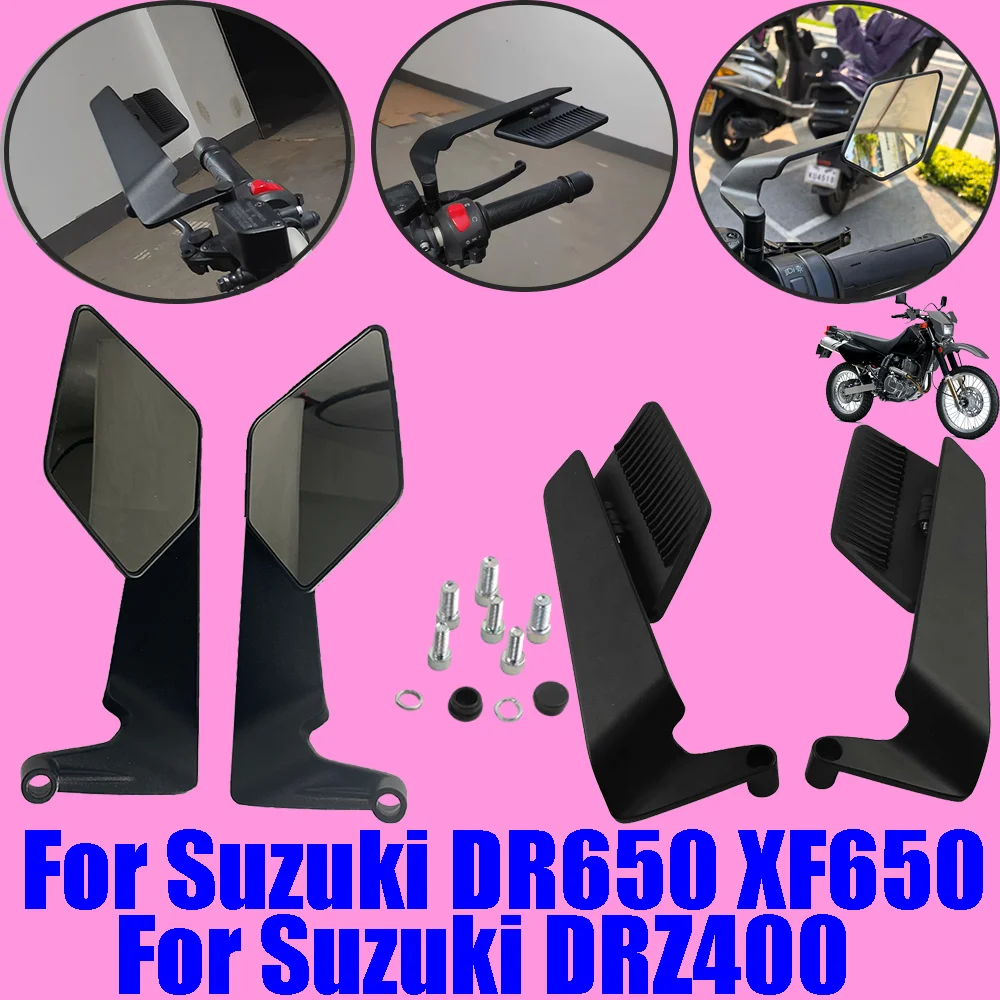 

For Suzuki DR650 DR 650 Freewind 650 XF650 DRZ400 Accessories Rearview Mirrors Stealth Winglets Mirror Rotate Side View Mirror