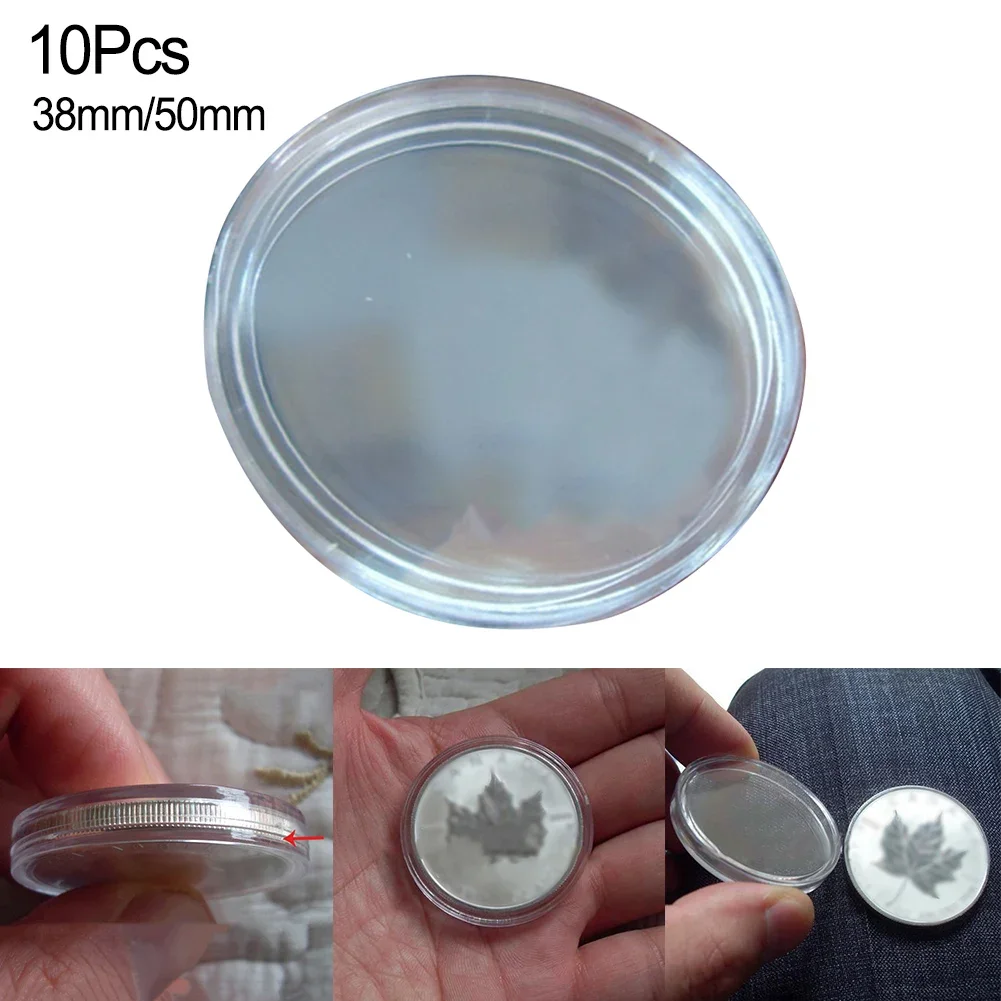 

38/50mm Holder Transparent Protection Box Case Coin Capsules Storage Collecting Container Boxes Plastic For Coin Coins 10pcs