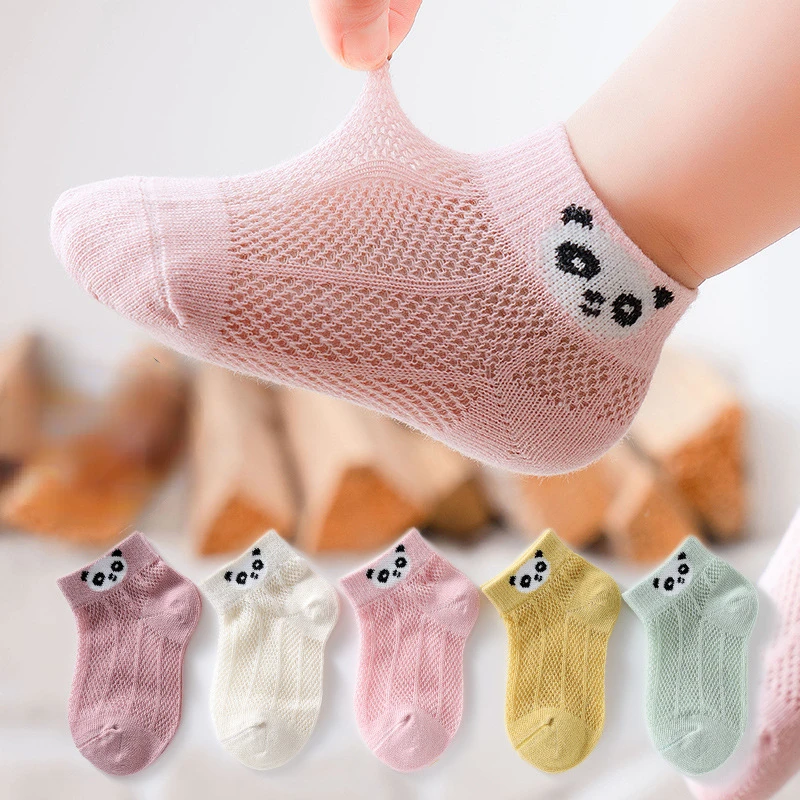 5 Pairs/lot Baby Socks Summer Mesh Breathable Cotton Infant Socks Children Kids Boys Girls Cartoon Short Sock For 1-12 Years