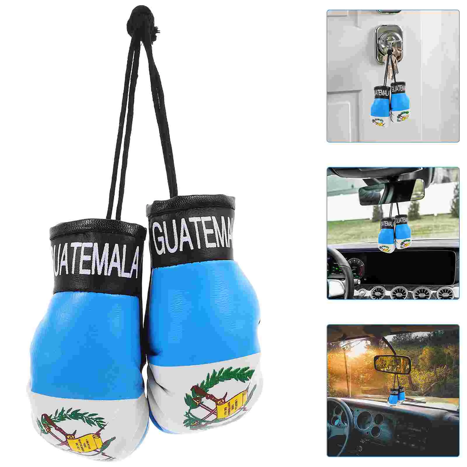 

1 Pair of Mini Boxing Gloves Charm Hanging Decoration Flag of Guatemala Theme Mini Boxing Gloves Pendants Punching Gloves Pendan