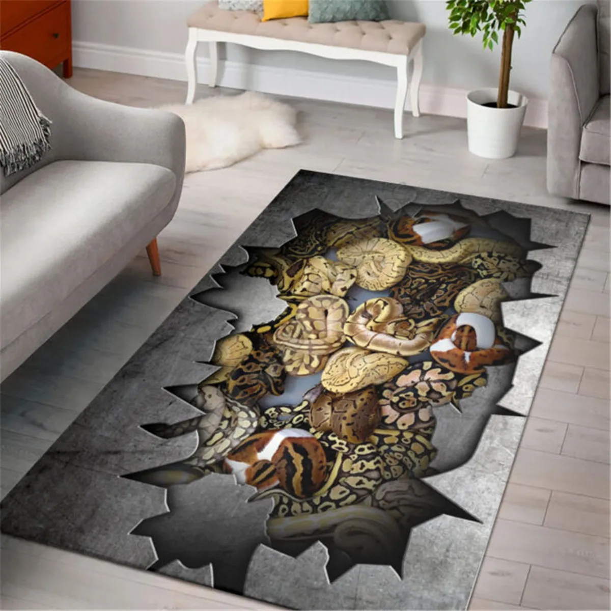 Python In Your House Rectangle Rug 3D Printed Rugs Mat Rugs Anti-slip Large Rug Carpet Home Decoration