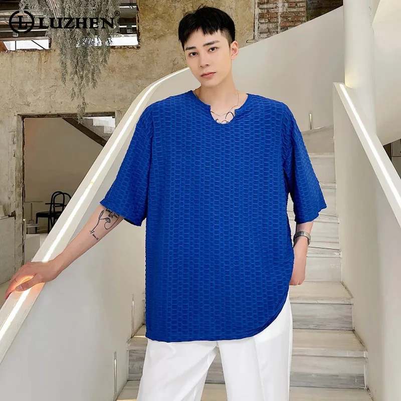 

LUZHEN модные короткие цветные повседневные футболки с рукавами модные однотонные спортивные дышащие оригинальные мужские топы корейские футболки одежда JY2552