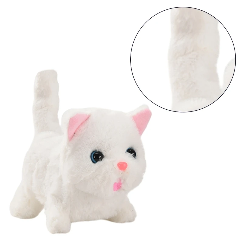 Interactive Plush Cat Toy with Walking and Meowing Realistic Stuffed Animal for Kids Perfect Gifts for Boys and Girls