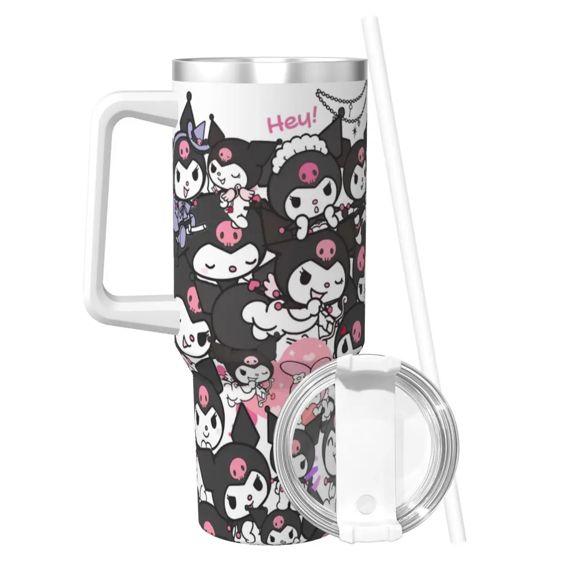 Sanrio Kuromi Kawaii Stainless Steel Tumbler Beach Car Mugs 40oz Thermal Cups Insulated Cold Drink Milk Tea Water Bottle