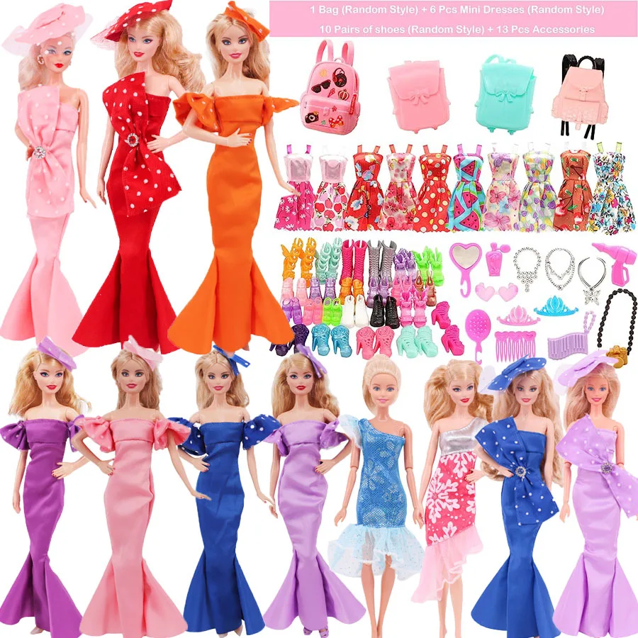 

Аксессуары для кукол 27–30 см, одежда, два комплекта платьев, случайный верх и низ, аксессуары для платья, сумка, обувь с камерой, набор из 41- предметов