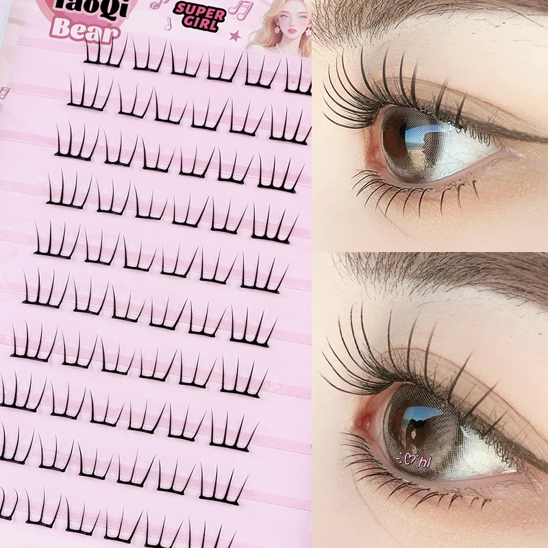 接着剤不要の自己粘着式子猫の足型つけまつげ - 自然でリアルなシングルクラスター