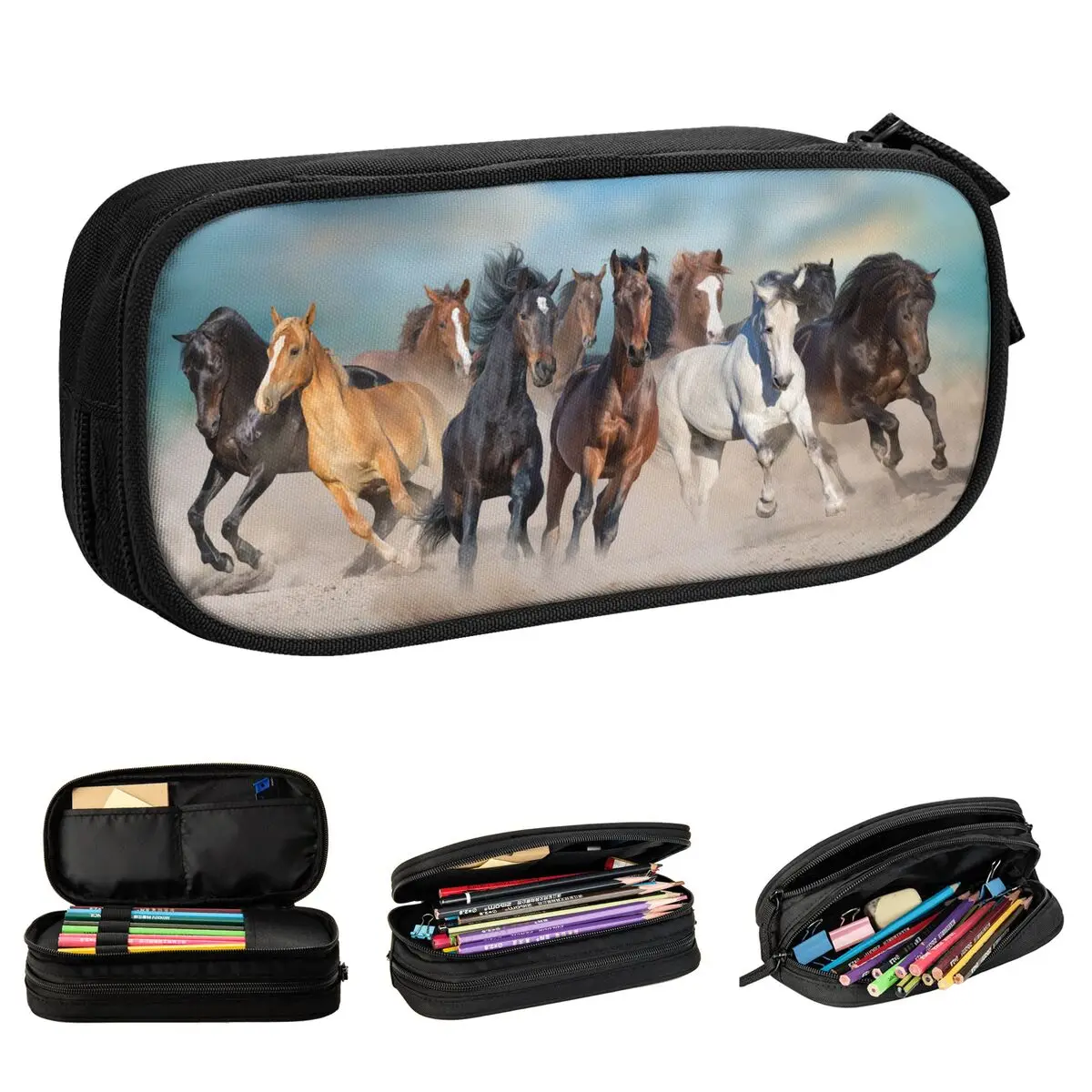 cavalo-erva-animal-correndo-lapis-caso-galopando-cavalos-pencilcas-caneta-para-estudante-grandes-sacos-de-armazenamento-material-escolar-papelaria