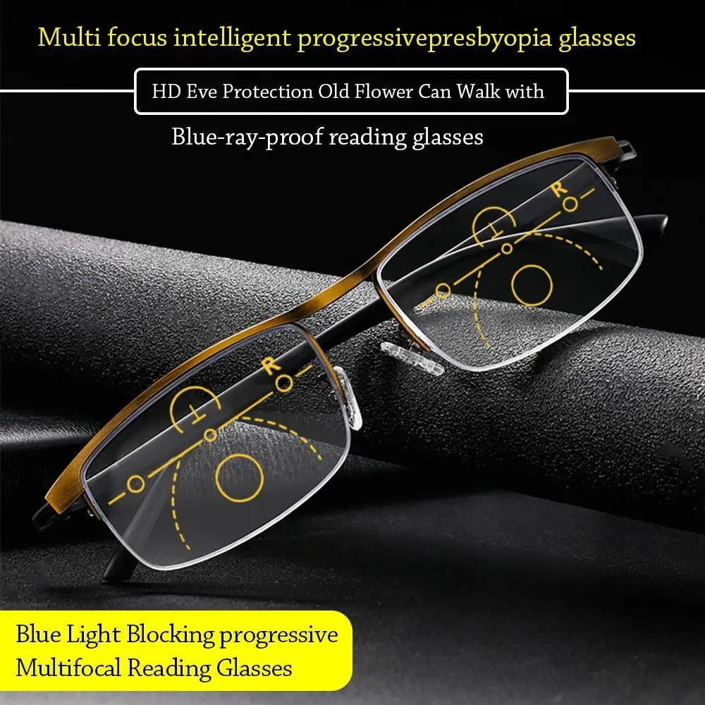 Progressive Multifocal Simple Eye Protection Anti-Blue Light Ultra Light Glasses Presbyopic Eyewear Sports Reading Glasses