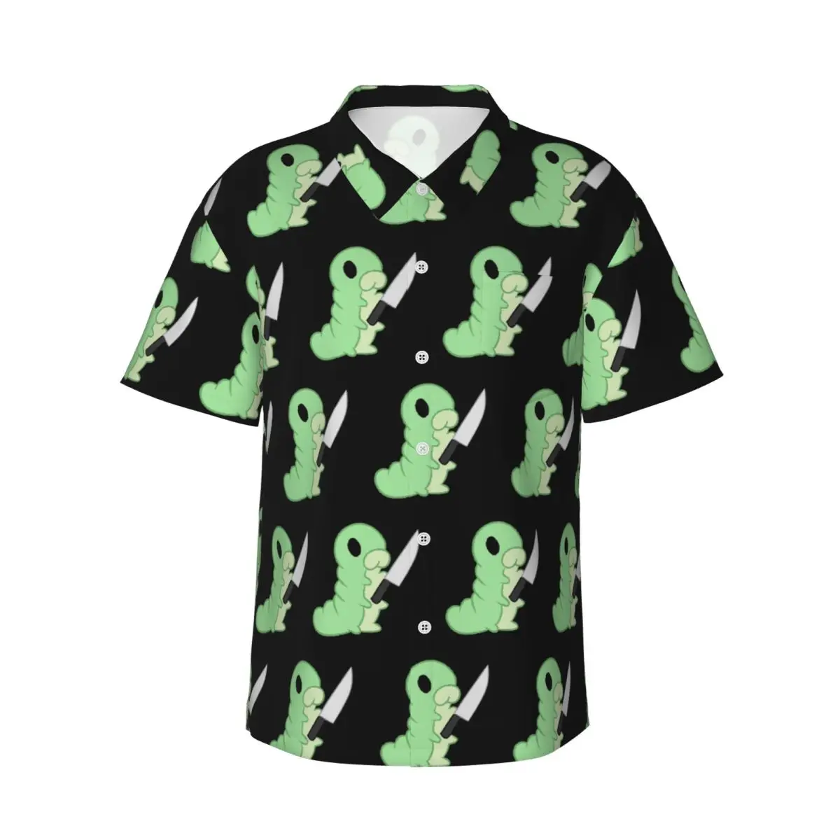 

Hollow Knight Grub With A Knife Men's Shirts Hawaiian Short Sleeve Shirt Casual Lapel Tops for Summer Beach