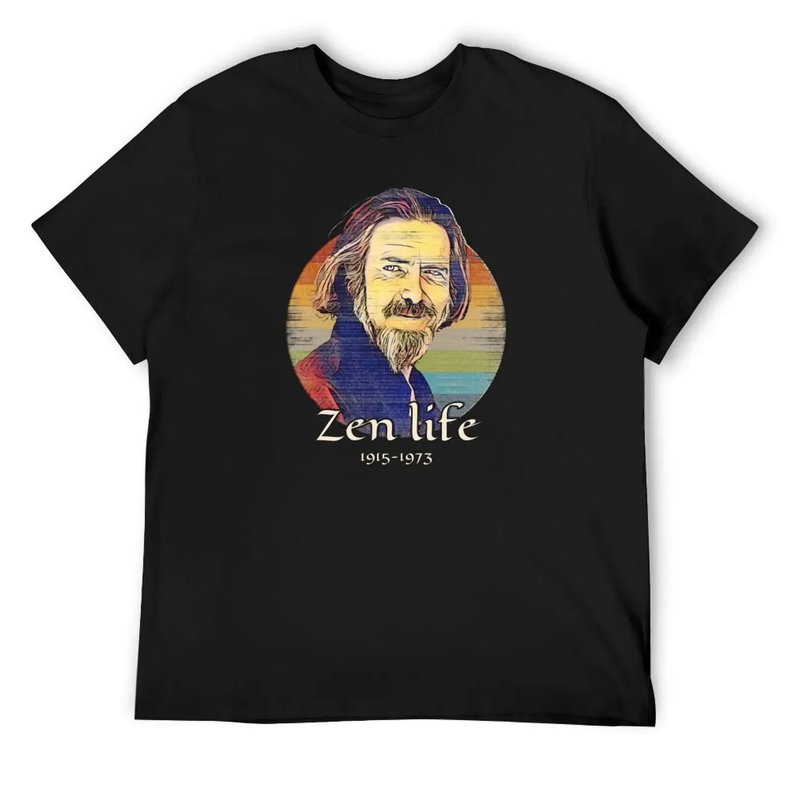 

Alan Watts Zen Life_ Retro Sunset T-Shirt summer top plain mens big and tall t shirts