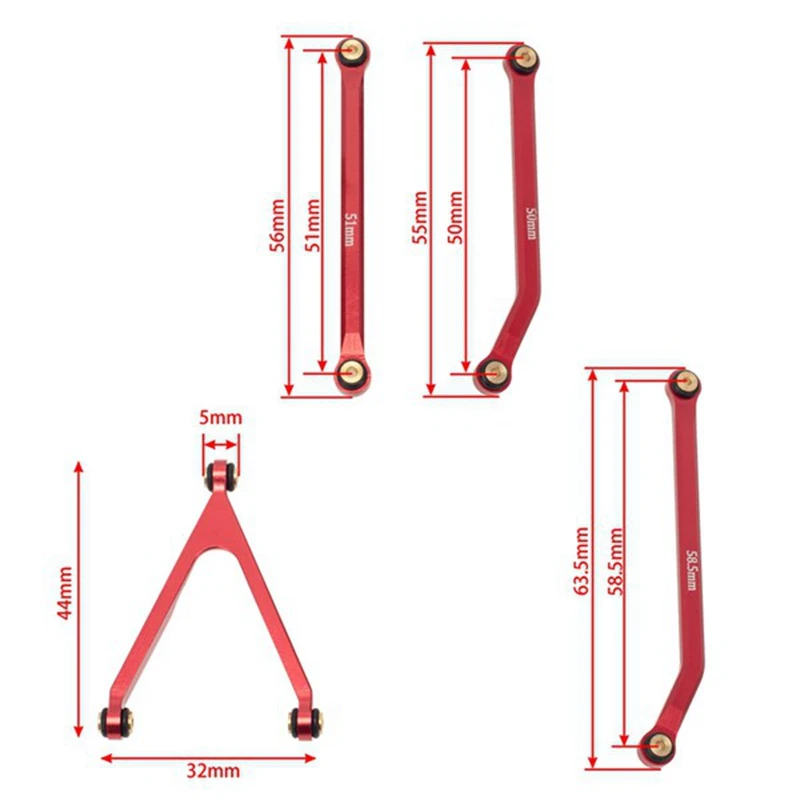 Juego de varillas de enlace de chasis CNC de alta liquidación para Axial SCX24 AXI00001 C10 AXI00002 JEEP AXI00006 Bronco 1/24 piezas de coche RC